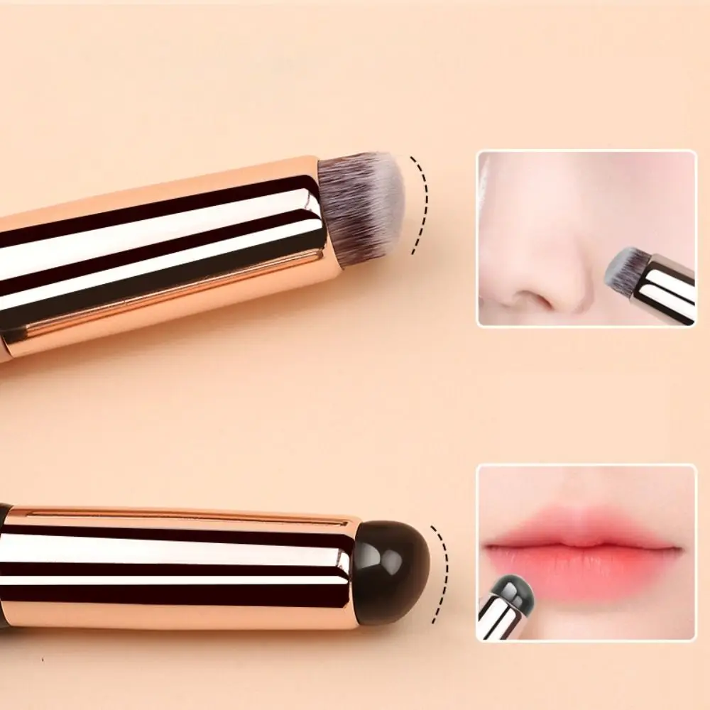 Nail Pen Soft Silicone Lip Brush Round Professional 2-in-1 Lipstick Brush Double-ended Design Portable Concealer Brush Women