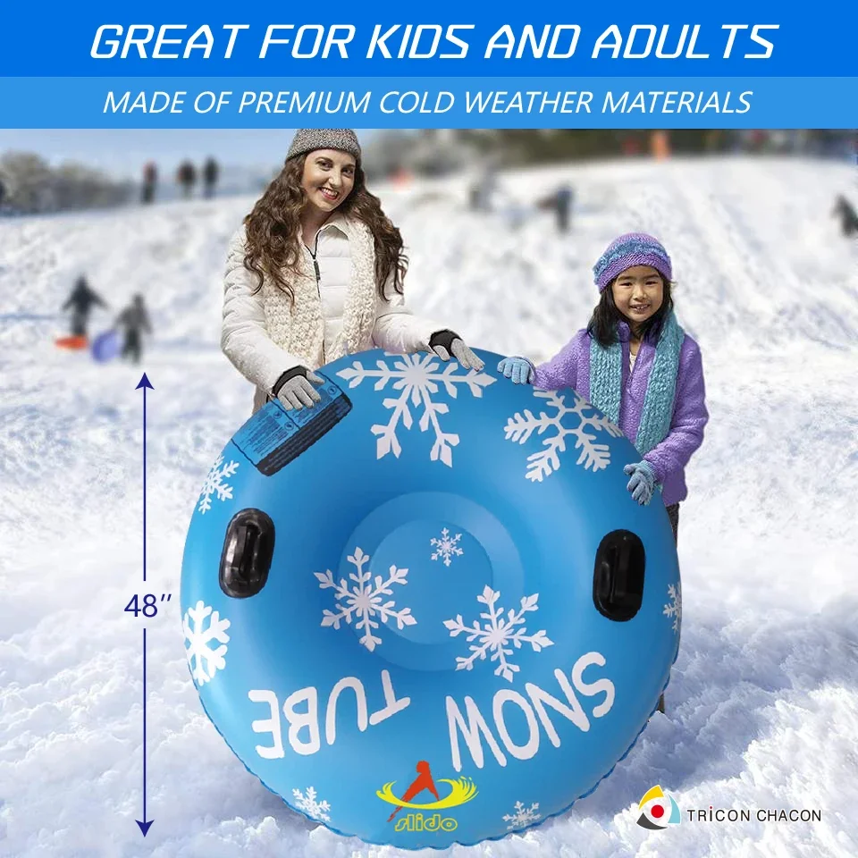 Inflatable Winter Sports Skiing Ring Snow Sledge Toys Blue Inflatable Ski Circle Snow Tube For Kids Adults