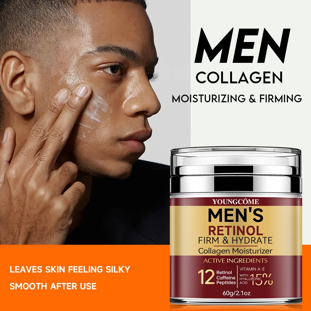 Men's Retinol Firming Face Cream Skincare Moisturizing Collagen Brightening Smooth Wrinkles Facial Face Men Skin Care Treatment