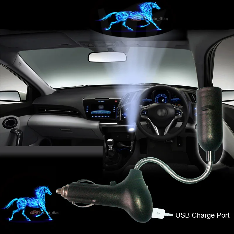 

1x Ghost Shadow Cigarette Laser Projector Dome Roof Lamp Car Blue Horse Logo Decorative Atmosphere LED Light #B1402