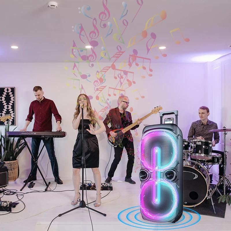 10pcs High Power 10Inch 40W Wireless LED Light Party DJ Stage Mic Multimedia Karaoke Subwoofer Woofer Trolley Speaker
