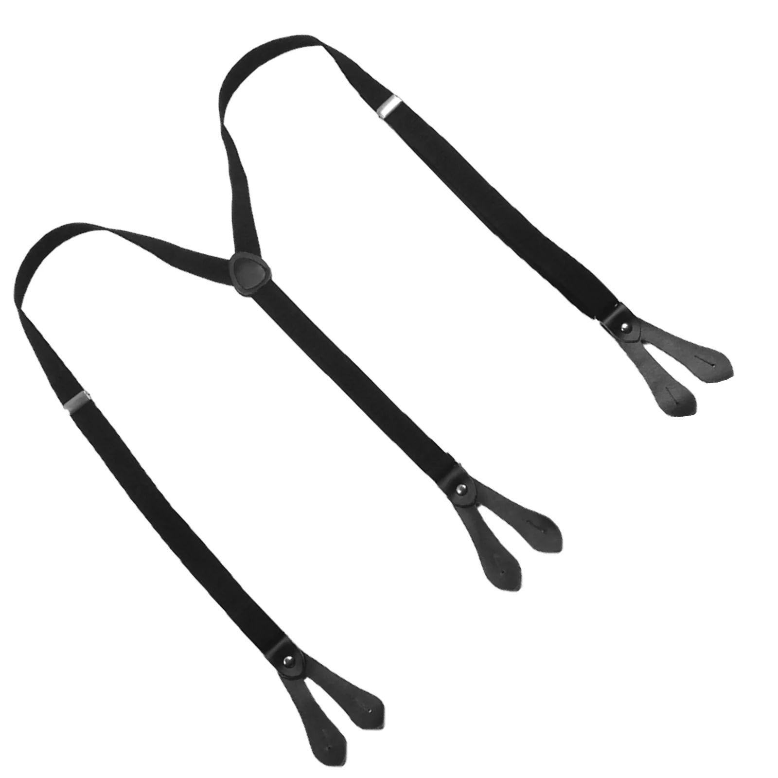 1 زوج زر الظهر 110X2 سنتيمتر Y-الظهر حزام مطاط قابل للتعديل للرجال النساء بنطلون جينز الحمالات مع أزرار للجنسين الأسود #2