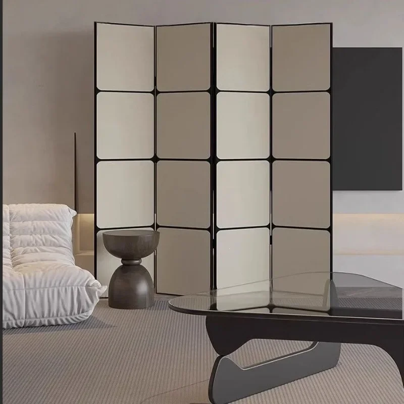 French medieval screen, modern simple cream style live broadcast background screen partition, living room foldable mobile occlus