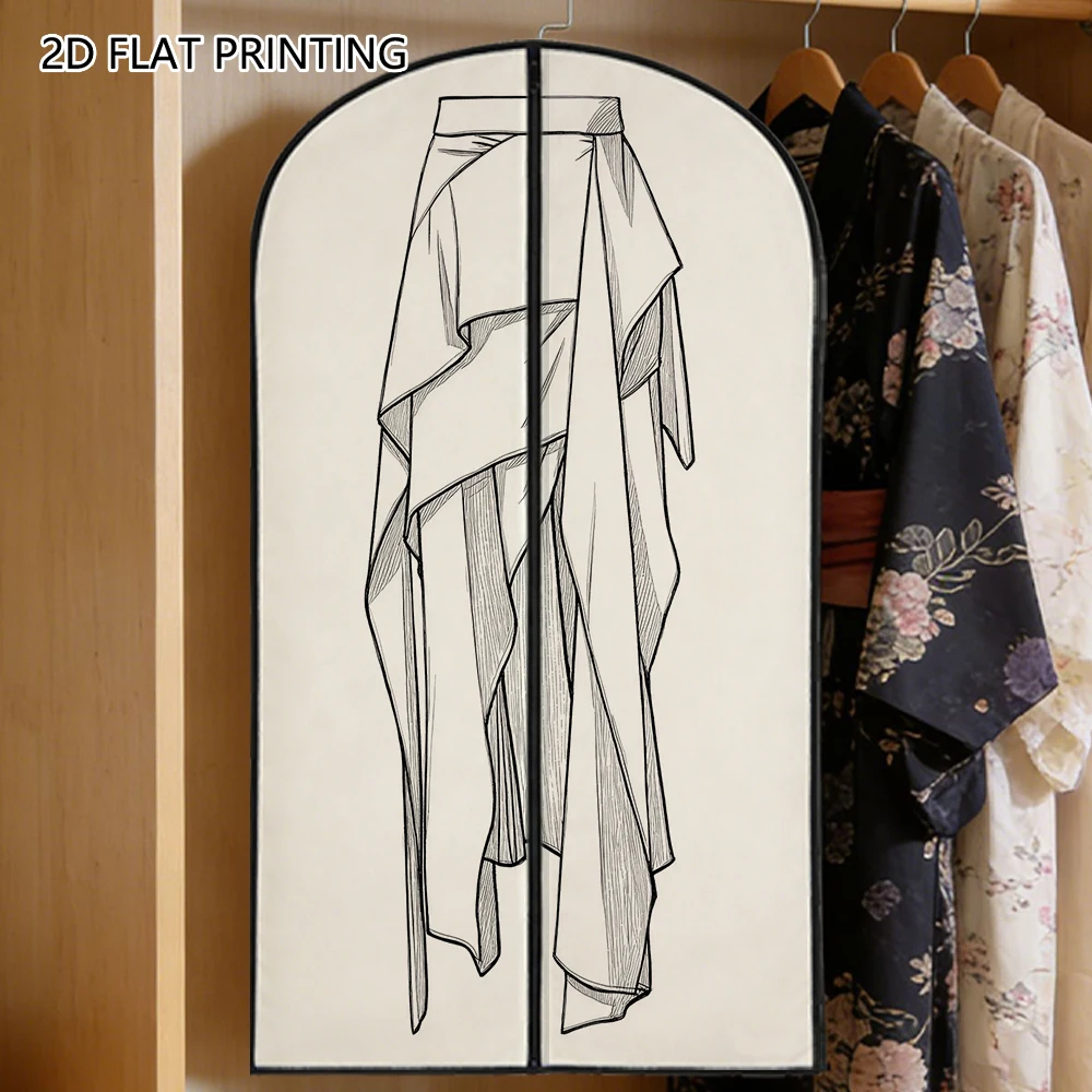 1pc irregular layered skirt sketch Compressed Dust Cover Clothes Compression Hanging Storage Bag Household Wardrobe Organizer