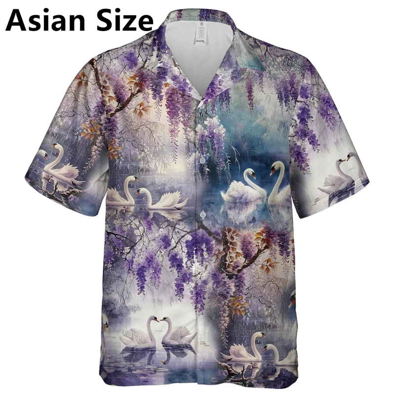 Fashion Floral Animals 3D Printed Shirts Summer Casual Men Women Lapel Button Short Sleeve Blouse Loose Harajuku Breathable Tops