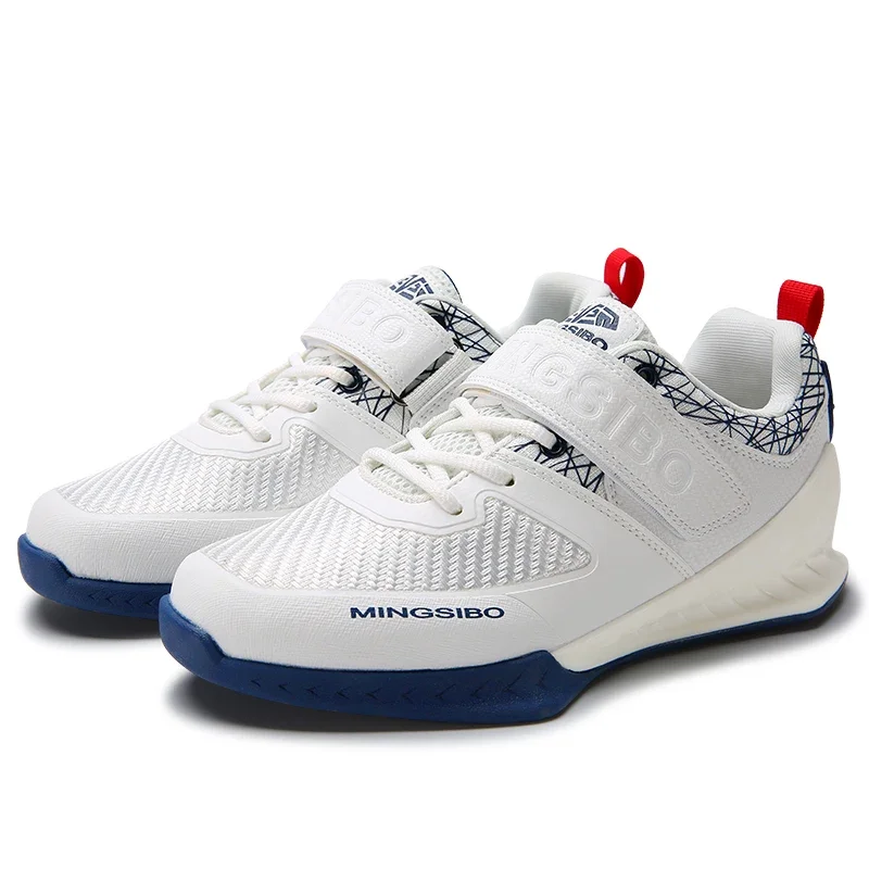 2026 New MINGSIBO White Blue Strength Training Boots Unisex Indoor Professional Weightlifting Shoes Comprehensive Athletic Shoes