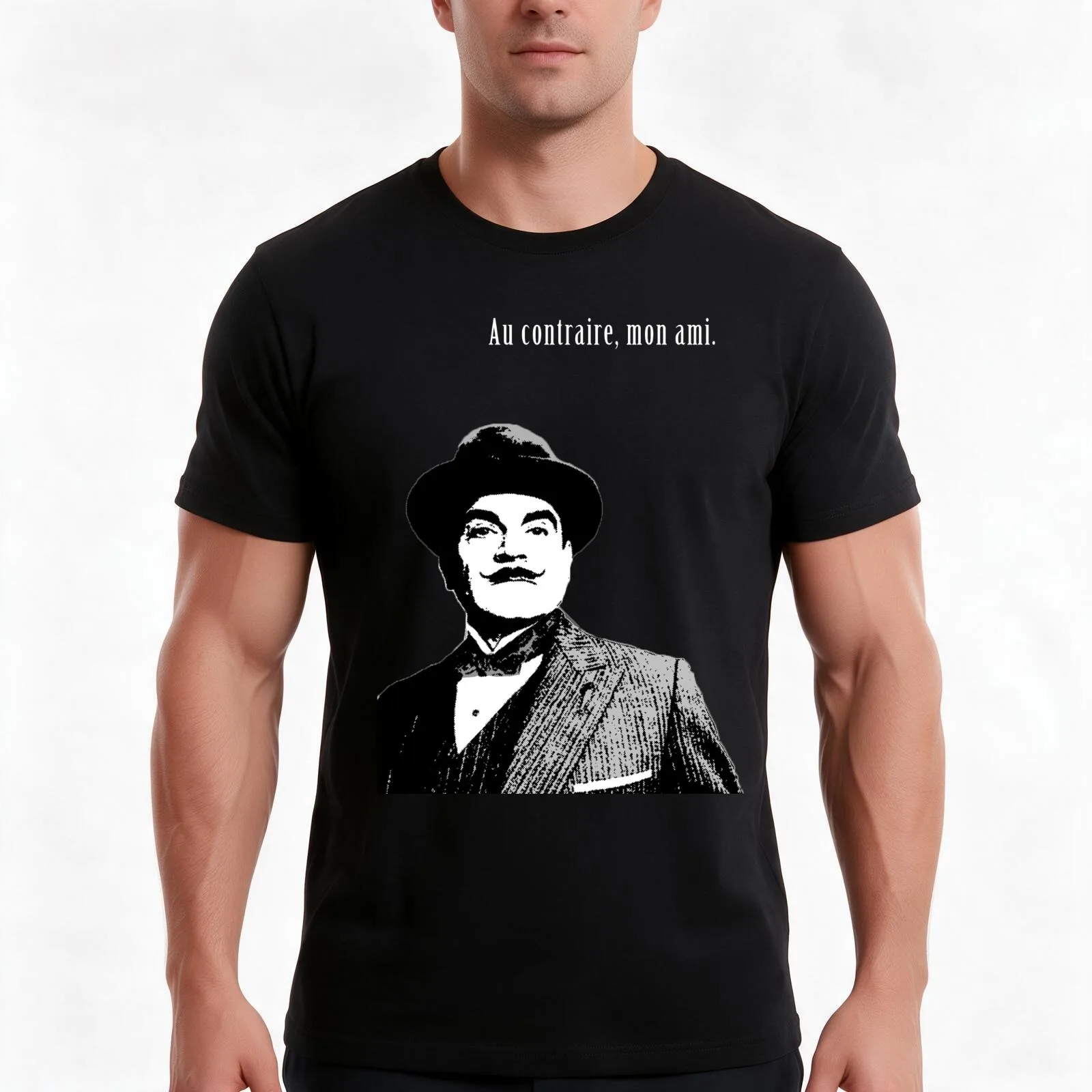 Hercule Poirot T-Shirt Summer Casual Cotton Tee Oversized Streetwear Tops Vintage Graphic Print Loose Fit Short Sleeve