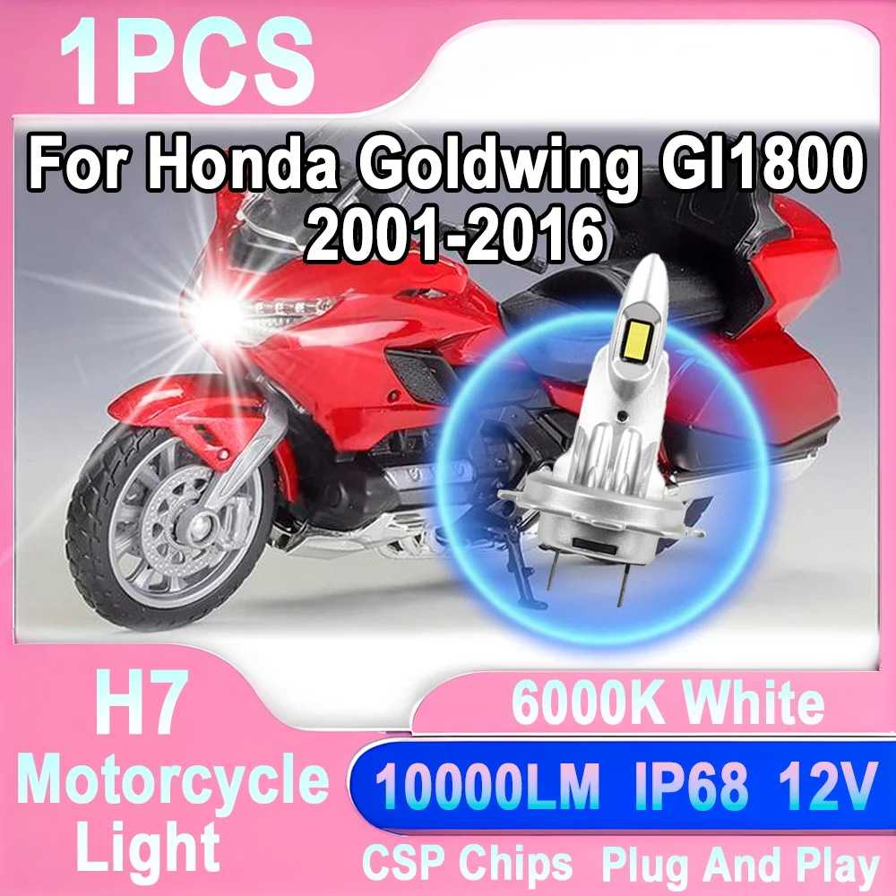1PCS Plug And Play H7 10000LM Canbus Error Motorcycle Led Light Led Headlight Free 12V 24V For Honda Goldwing Gl1800 2001-2016