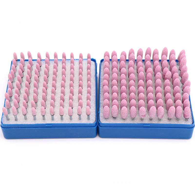 Maosu 50/100pcs/set Flint Abrasive Tool Cylindrical/Bullet Type Mini Drill Rotating Tool Ceramic Polishing Grinding Head