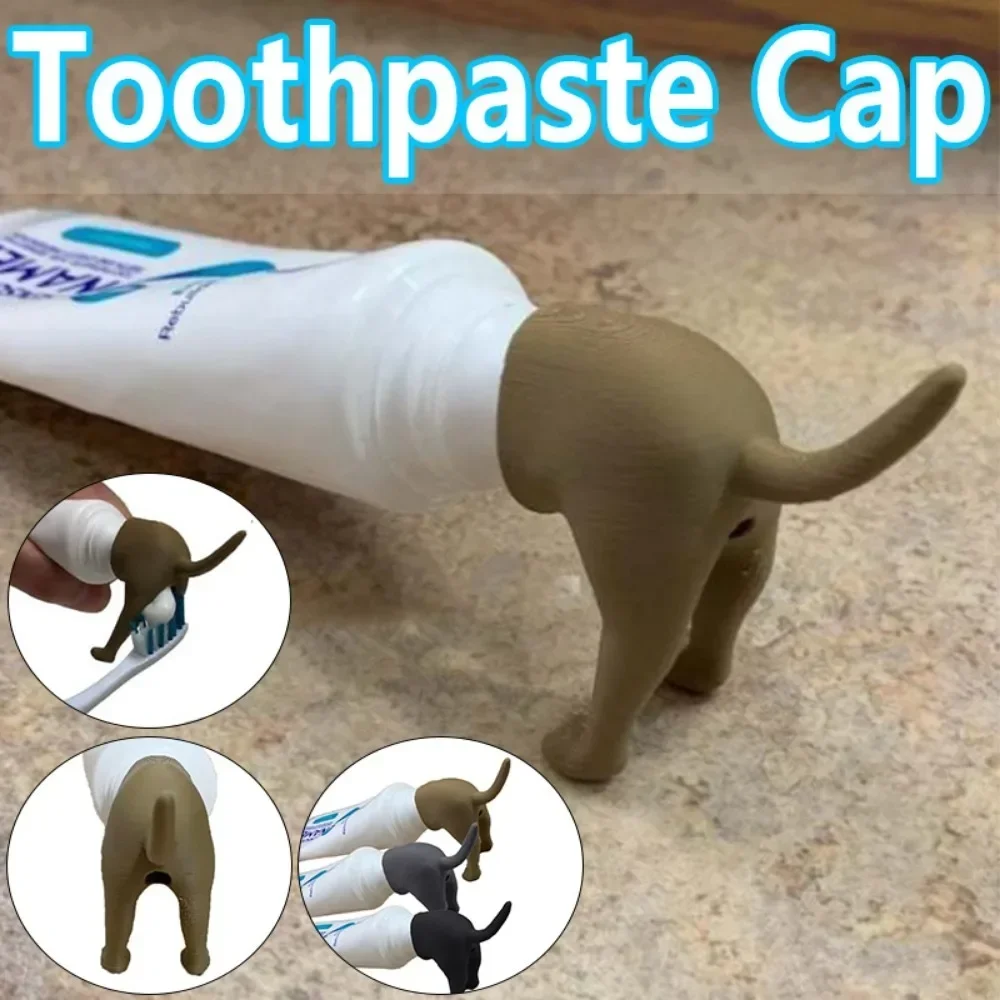 Funny Pooping Dog Butt Toothpaste Topper Toothpaste Dispenser Squeezers Bathroom Accessories Home Toothpaste Lid for Kids Adults