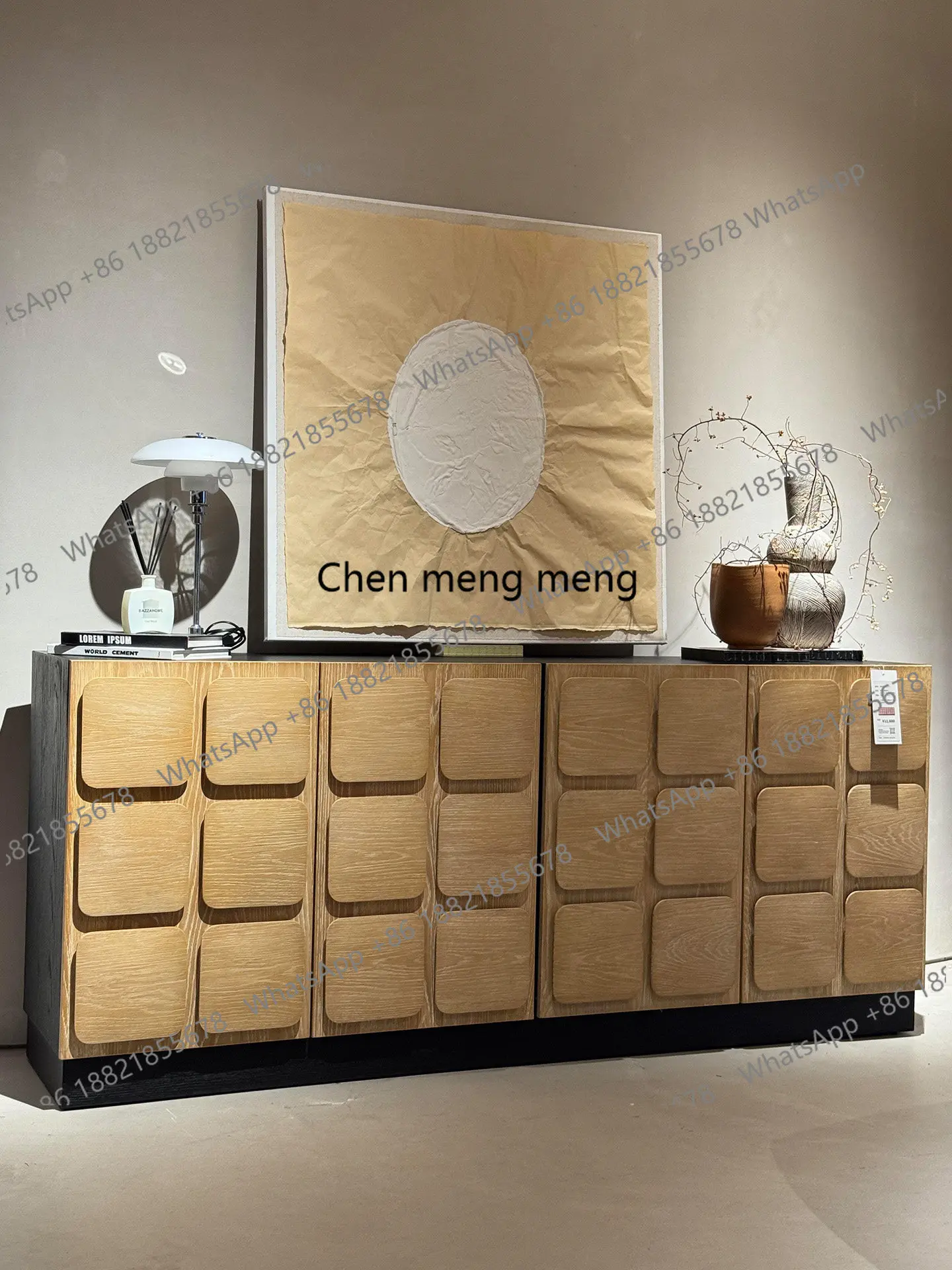 

Medieval wabi-sandy wind solid wood porch cabinet designer creative retro side cabinet, against the wall, decorative cabinet