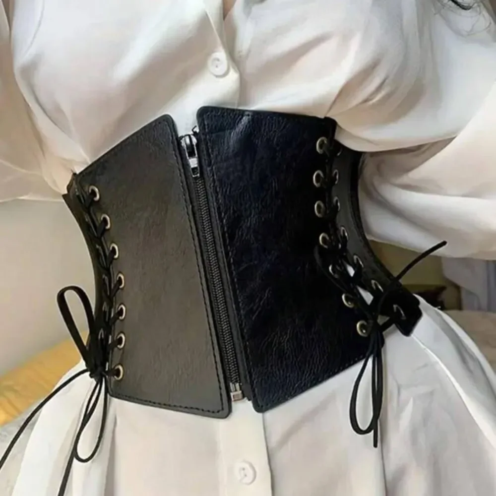Bondage Tight Waist Cincher Belt Set Cummerbunds Dress Nightwear Leather Prop Hollow Out for Young Women Body Harness
