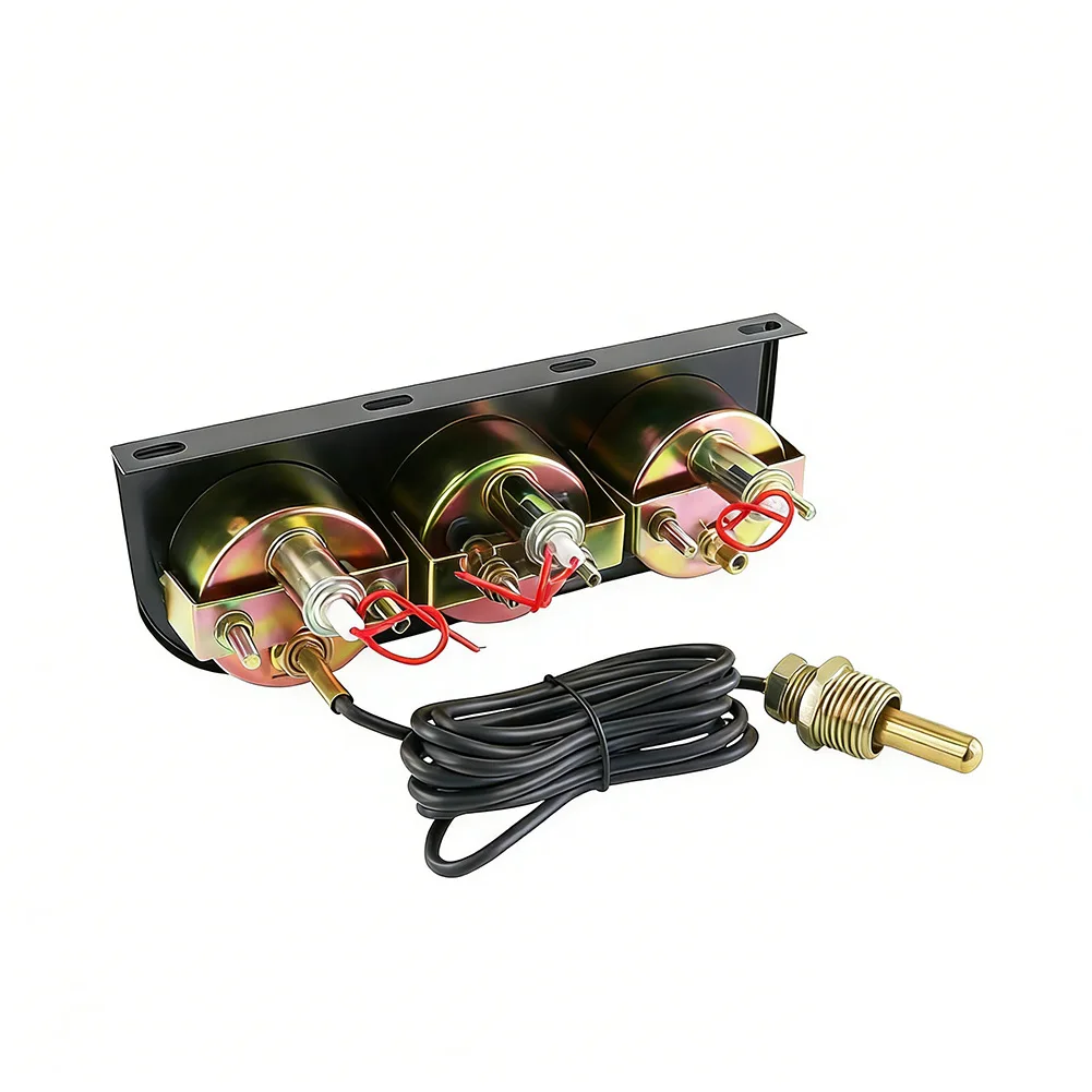 52mm 24V Triple Gauge Cluster Fuel Level Oil Pressure Water Temperature Combined Meter for Truck Dashboard 52mm Size
