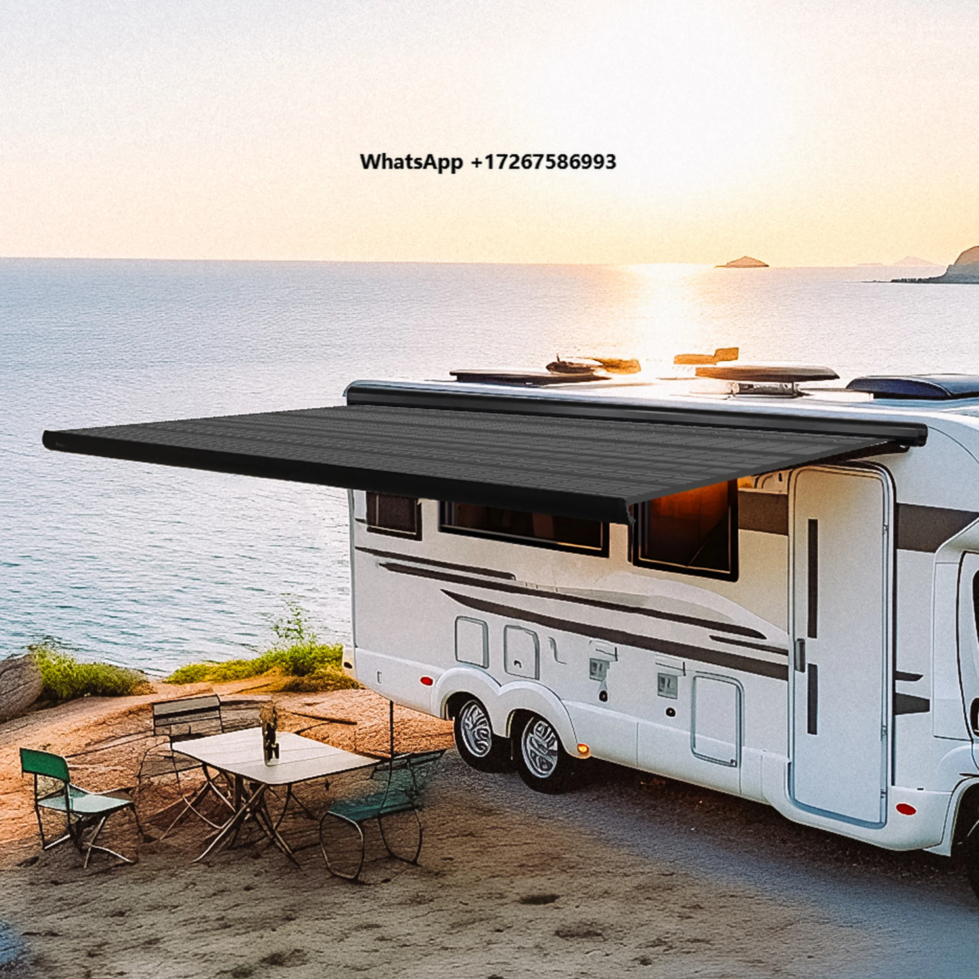 Awnlux-SA5900 Flexible Solar Fabric RV Awning Caravan Sunshade for Camper Van Motorhome Camping