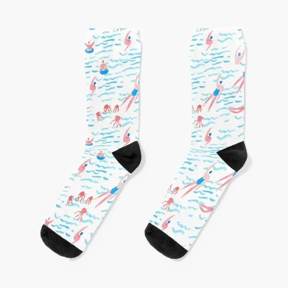 

swimmers in the sea pattern Socks man floral summer Men's Socks Luxury Women's
