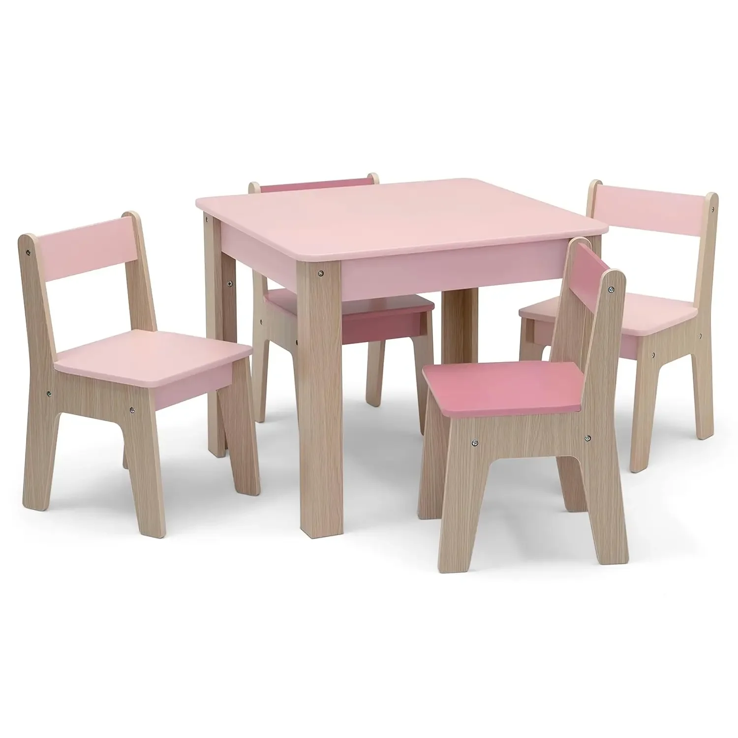 GapKids Table and 4 Chair Set - Greenguard Gold Certified, Blush/Natural