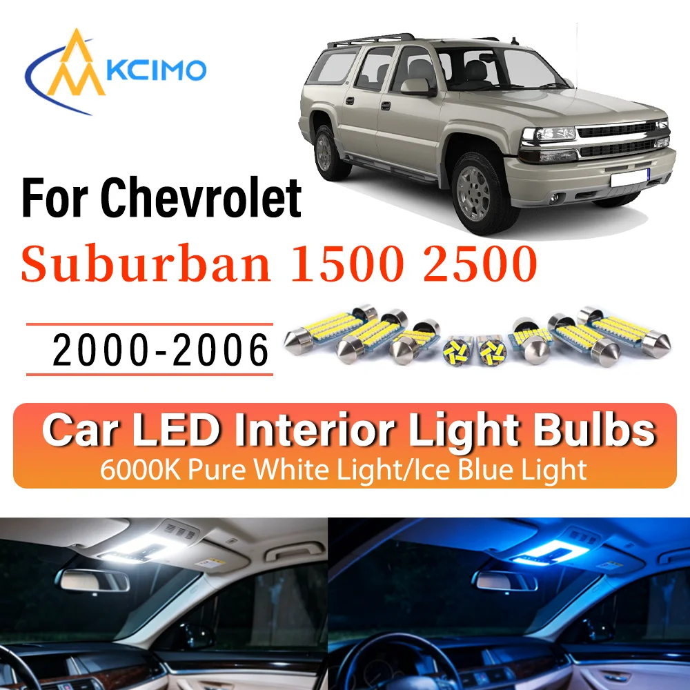 

Interior Lighting Kit For Chevrolet Suburban 1500 2500 2000-2006 LED Bulbs for Dome Map Door Trunk License Plate Light