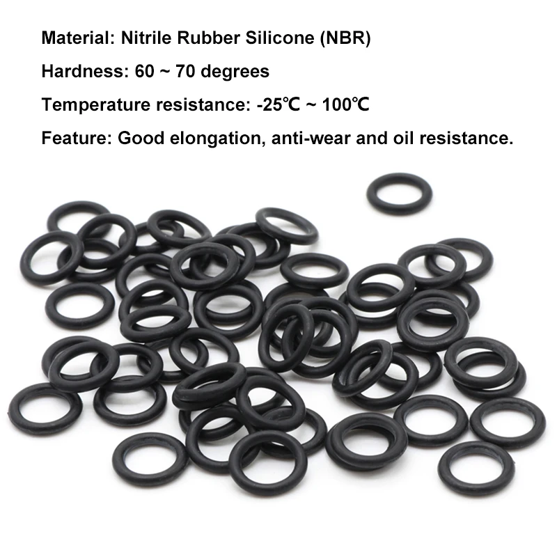 10/50pcs NBR O 링 가스켓 CS 2mm OD 5mm ~ 150mm 니트릴 부타디엔 고무 스페이서 내유성 와셔 원형 검정색