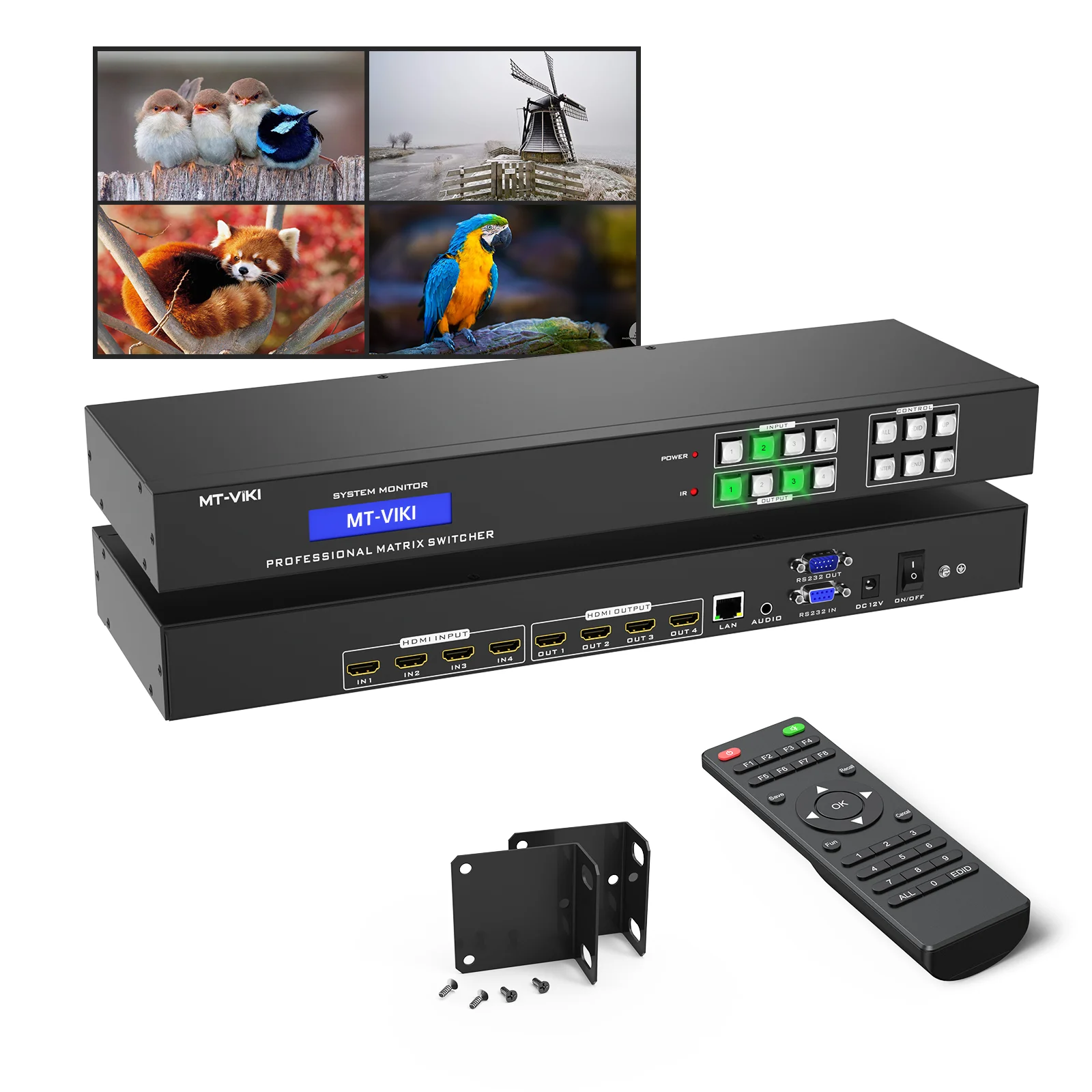 4K 30Hz Video HDMI Matrix 4x4, MT-ViKI HDMI Matrix Switcher Splitter 4 In 4 Out EDID