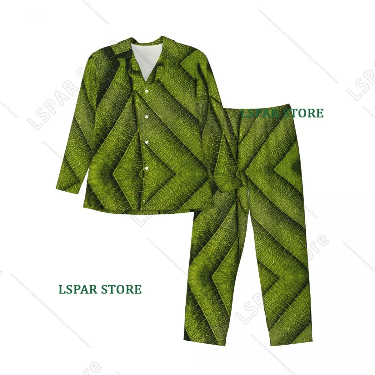 

Men's Home Suits Long-sleeved Leaf Suits for Autumn and Winter Pajamas for Men