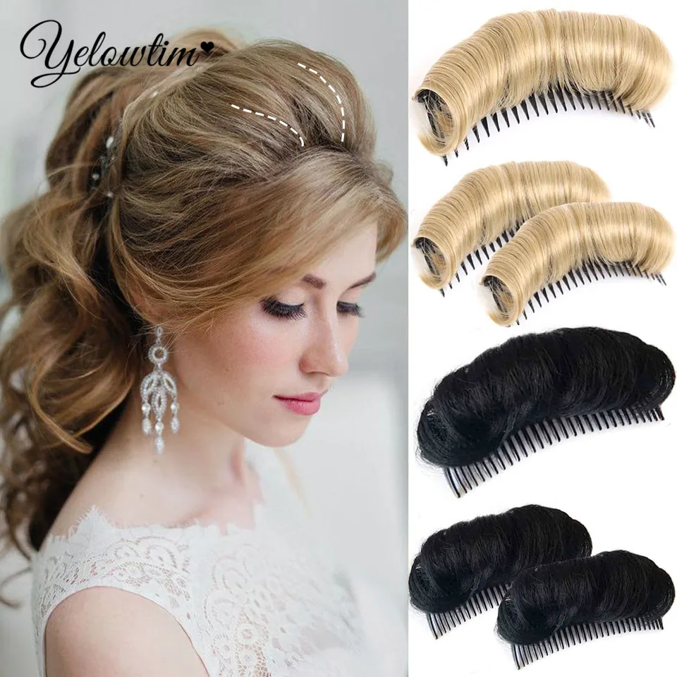 

YELOWTIM Synthetic Wig Cushion Stable Comfortable High Temperature Fiber Insert Comb Invisible Fluffy Hair Pad for Female