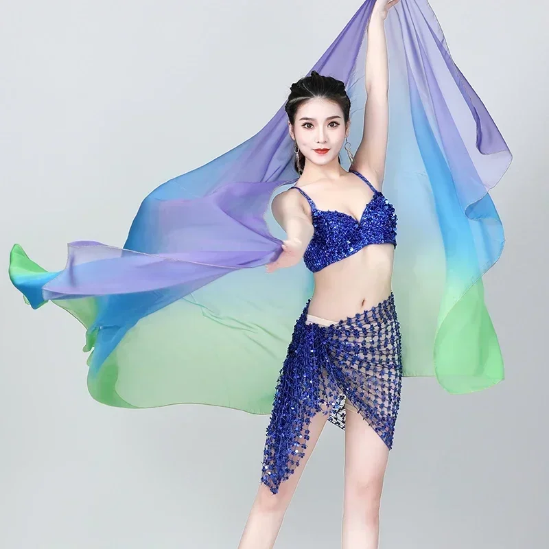 Women Belly Dance Chiffon Veils Light Belly Dancing Shawls Hand Thrown Stage Gradual Scarves