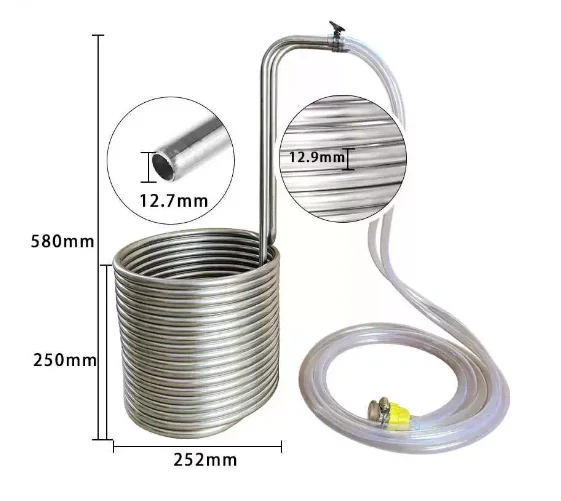 Factory direct home brewed beer 304 material stainless steel beer cooling coil cools down quickly