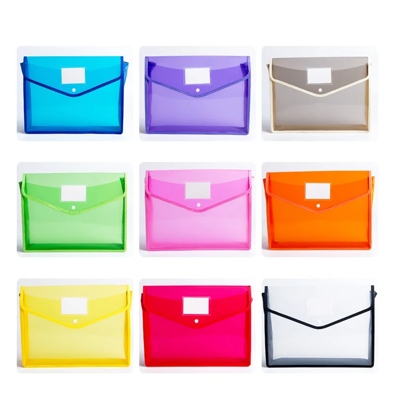 A4 Paper Portable File Bag Fashion File Bag Thickening Button Waterproof Business Office Documents Storage Management Organizers