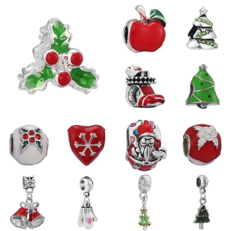 Christmas Collection Multiple Styles Bead String Glove Pendants DIY Accessories For Pandora Jewelry Making Festival Gifts