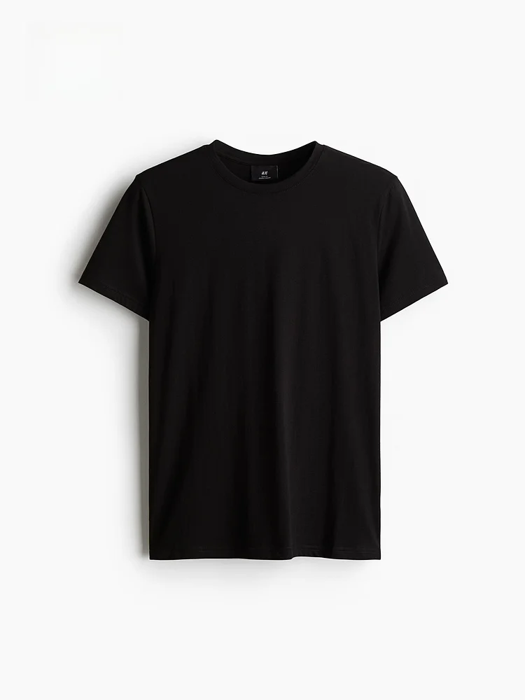 

H&M Men's Slim Fit Cotton T-Shirt Casual round Neck Short Sleeve Breathable Comfortable Summer Basic Style round Neck T-Shirt