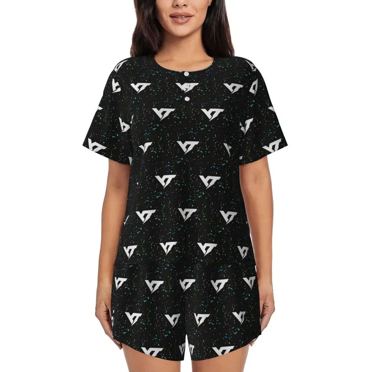 

YT Industries Round Neck Short Sleeves Nightdress for Sleeping Sleepshirts Women Soft Pajama Set Short Pants