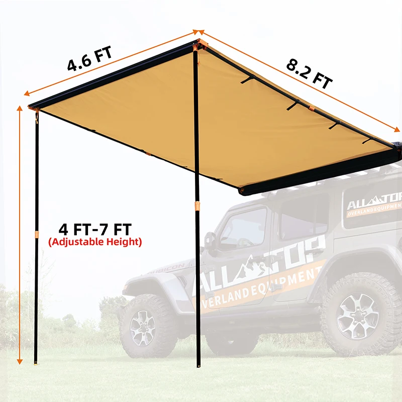 China Factory 4x4 Outdoor Camping Waterproof Polyester Easy Folding  Awning Car Side Awning