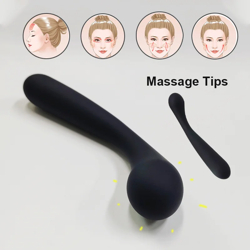 Gezichtsschoonheid Massagestok Zwart Lange ronde kop Massagestok Familiekwaliteit Multifunctionele handmatige stimulator Gemakkelijk mee te nemen
