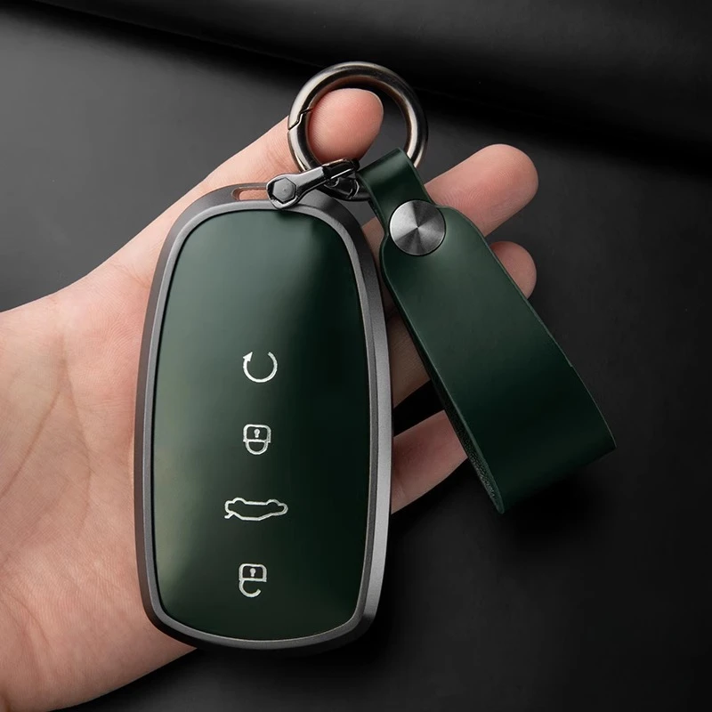 

Suitable for EXEED RX Aluminum Alloy + Horsehide Leather Car Remote Key Case Cover Better Protection