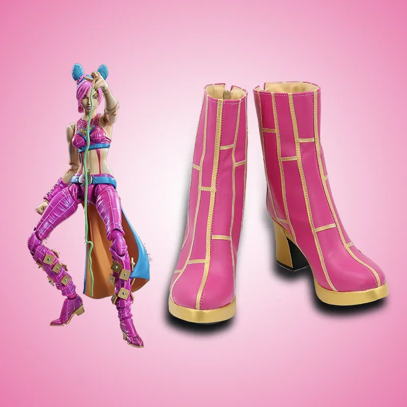Cujoh Jolyne Cosplay Shoes Anime JoJo's Bizarre Adventure Cosplay Boot Cosplay Prop Halloween PU Leather Shoes Custom Made