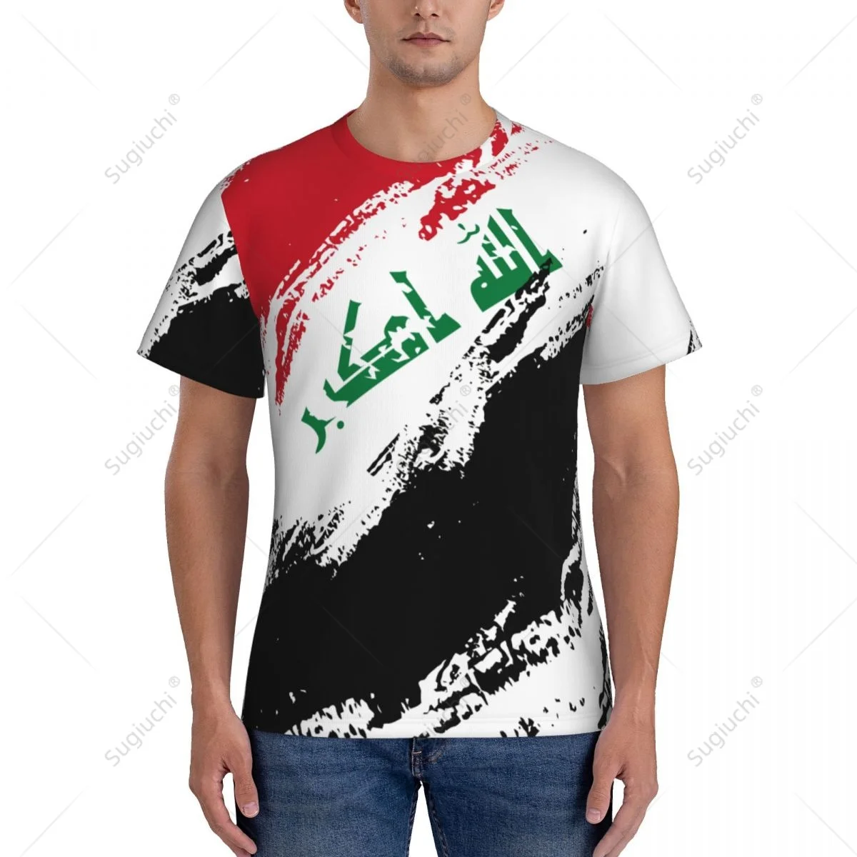 Custom Name Nunber Iraq Flag Color Men Tight Sports T-shirt Women Tees jersey For Soccer Football Fans