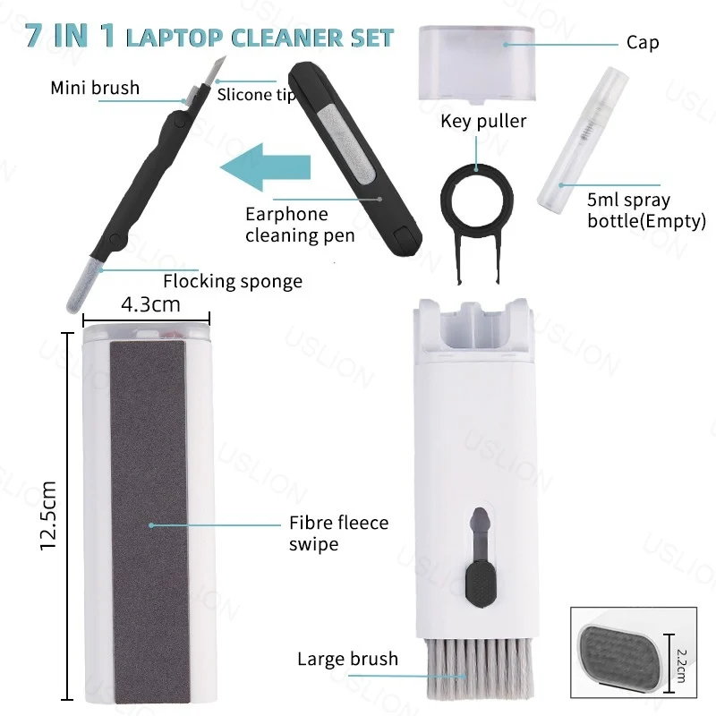 7-in-1 Cleaner Kit Computer Keyboard Cleaner Brush Kit Earphone Cleaning Pen For AirPods Headset Phone Clean Tools Keycap Puller