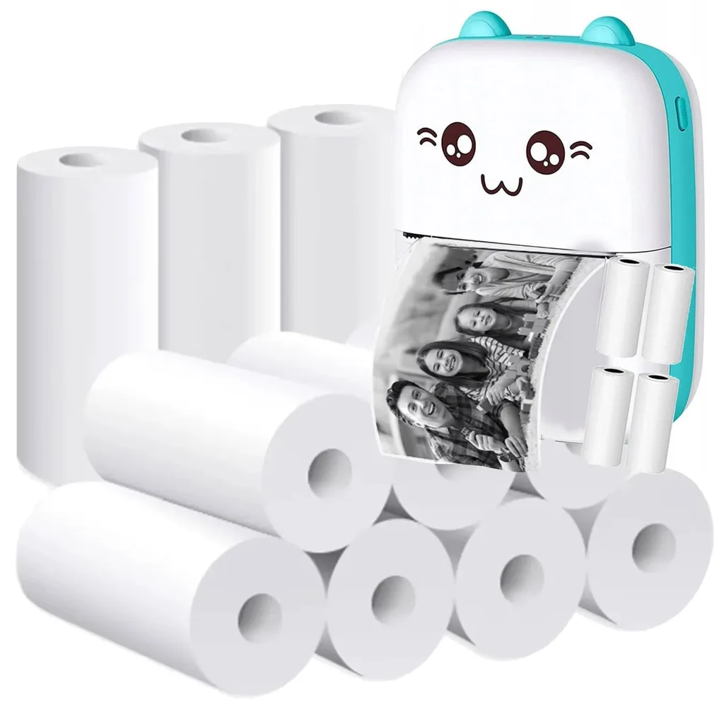 10x PAPIER TERMICZNY SAMOPRZYLEPNY Do Mini Drukarki Drukuś Rolki Wkłady