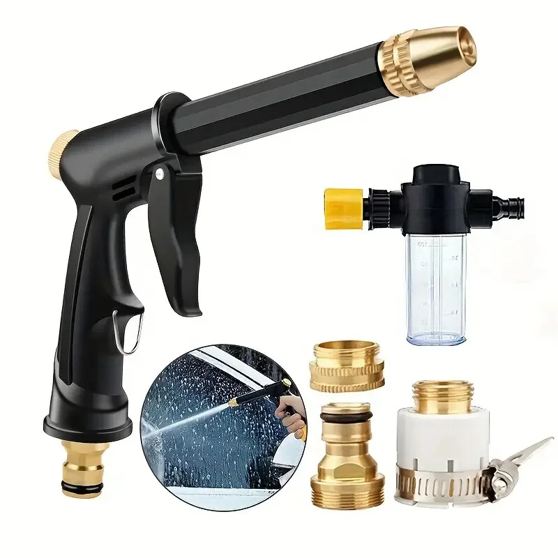 Pistolet à eau haute pression pour automobile, buse plaquée cuivre, arroseur d'arrosage de jardin, lavage de voiture, polyvalent pour les touristes