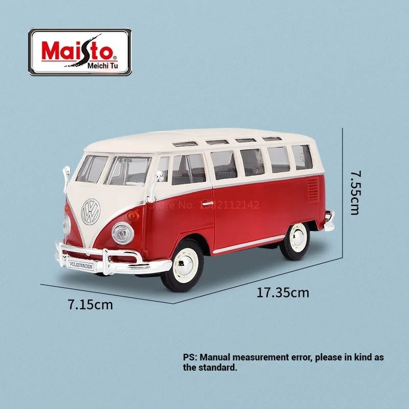 Original maisto 1:25 volkswagen van samba simulação diecasting liga modelo de carro artesanato decoração coleção modelo de carro brinquedos presente