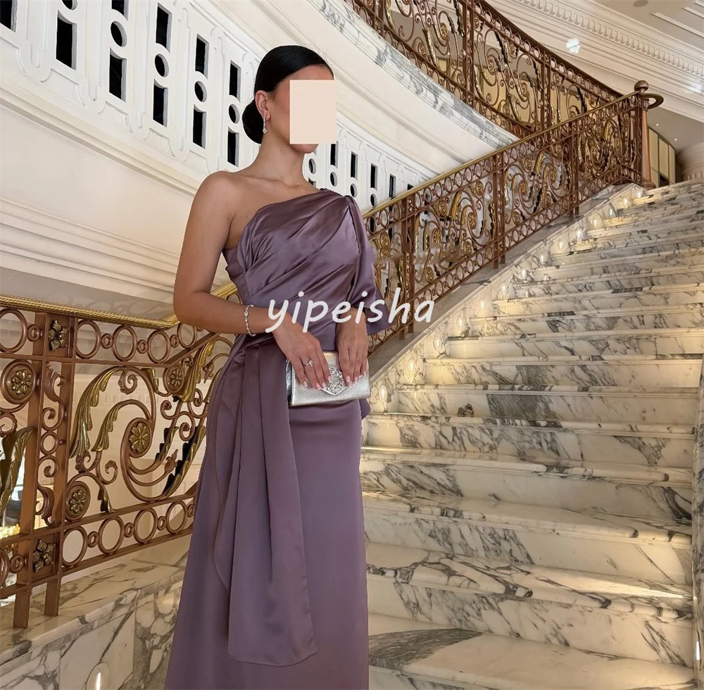 Abiti lunghi monospalla a trapezio drappeggiati con pieghe semplici in stile moderno personalizzato Abiti da sera Taglie disponibili Classici