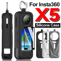 Silicone Cases with Keychain For Insta360 X5 Camera Protector Case Anti Lost Shockproof Protective Cover Sleeve For Insta 360 X5