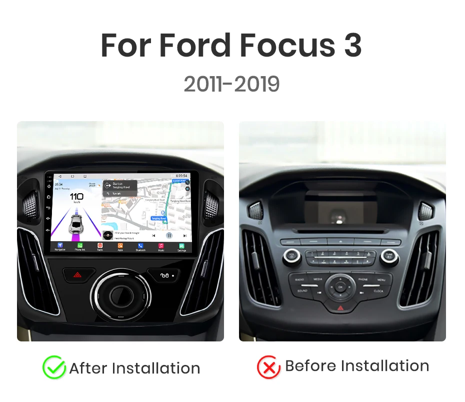 Junsun Qualcomm 8-Core 360 Kamera Wireless CarPlay Android Auto Autoradio für Ford Focus 3 mk3 2011-2019 GPS – Detail 3