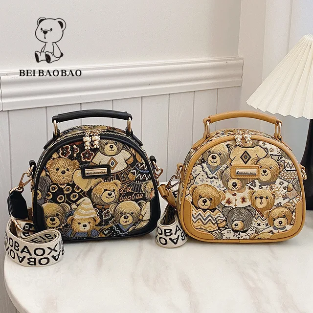 Beibao Summer New Product Single Shoulder Crossbody Bag Cartoon Bag Women's Canvas Bag Ins Style Small Round Bag Bolso de mujer