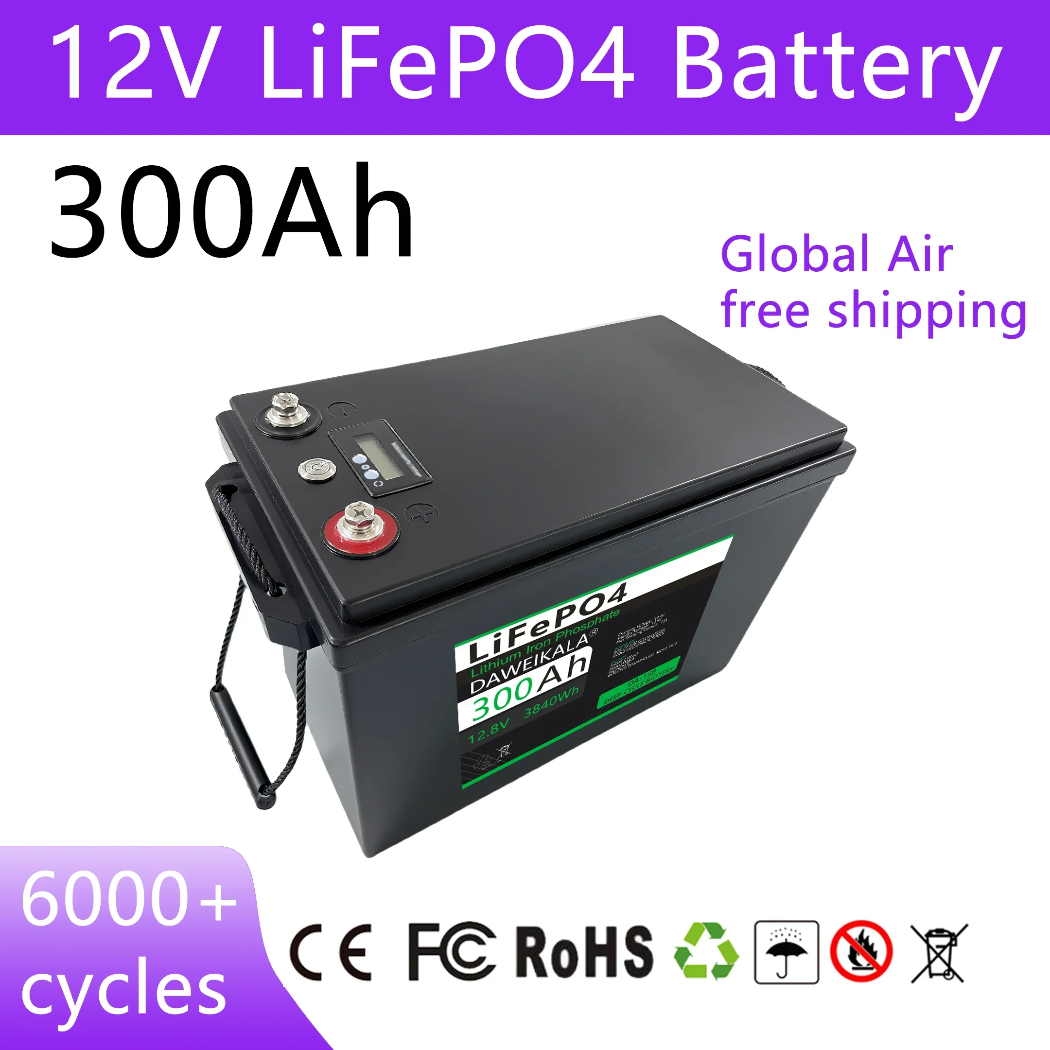بطارية LiFePO4 100Ah 12V/24V 12V 200Ah 300Ah ليثيوم مع BMS محسن 8000-15000 دعم الدوائر العميقة في السلسلة/المتوافقة #2