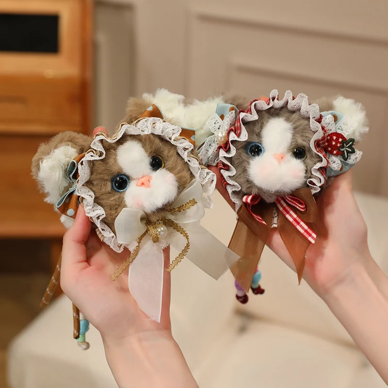 Cute Simulated Kitten Plush Pendant German Cat Plush Toys Kawaii Keychain Backpack Decoration Toys Car Key Holder Creative Gifts