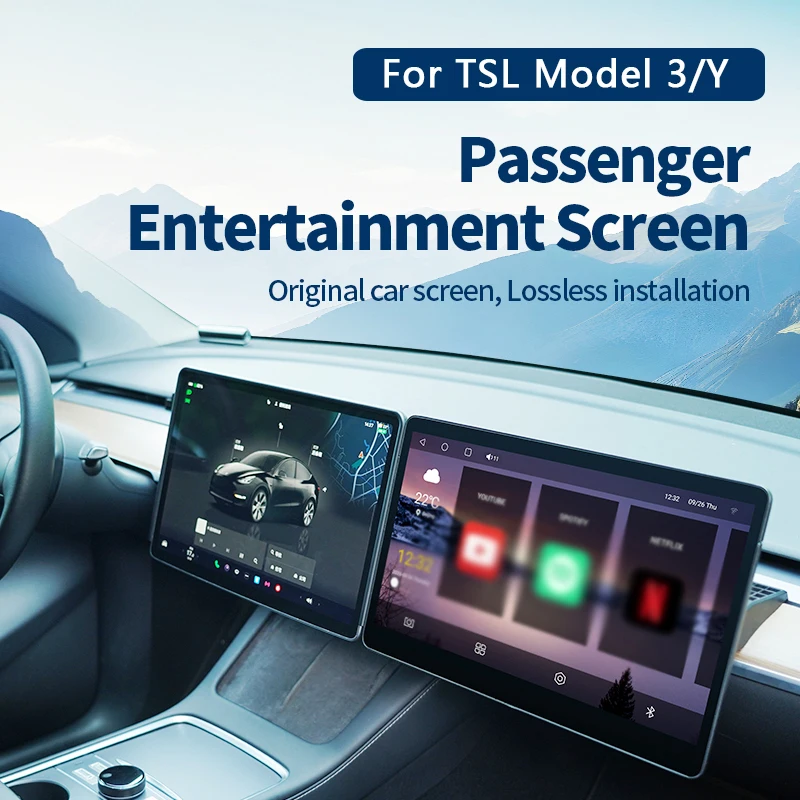 15.6 Inch Wireless HD Touch Screen Secondary Screen For Tesla Model 3/Y Android 13 Carplay Passenger Entertainment Media Player