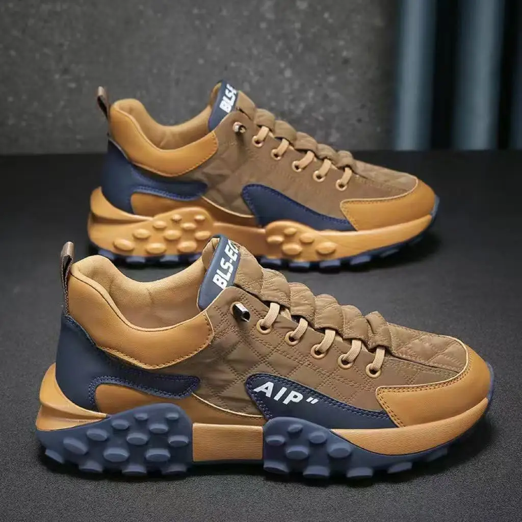 Men's Retro Color Block Chunky Sneakers Casual Athletic Shoes with Thick Sole