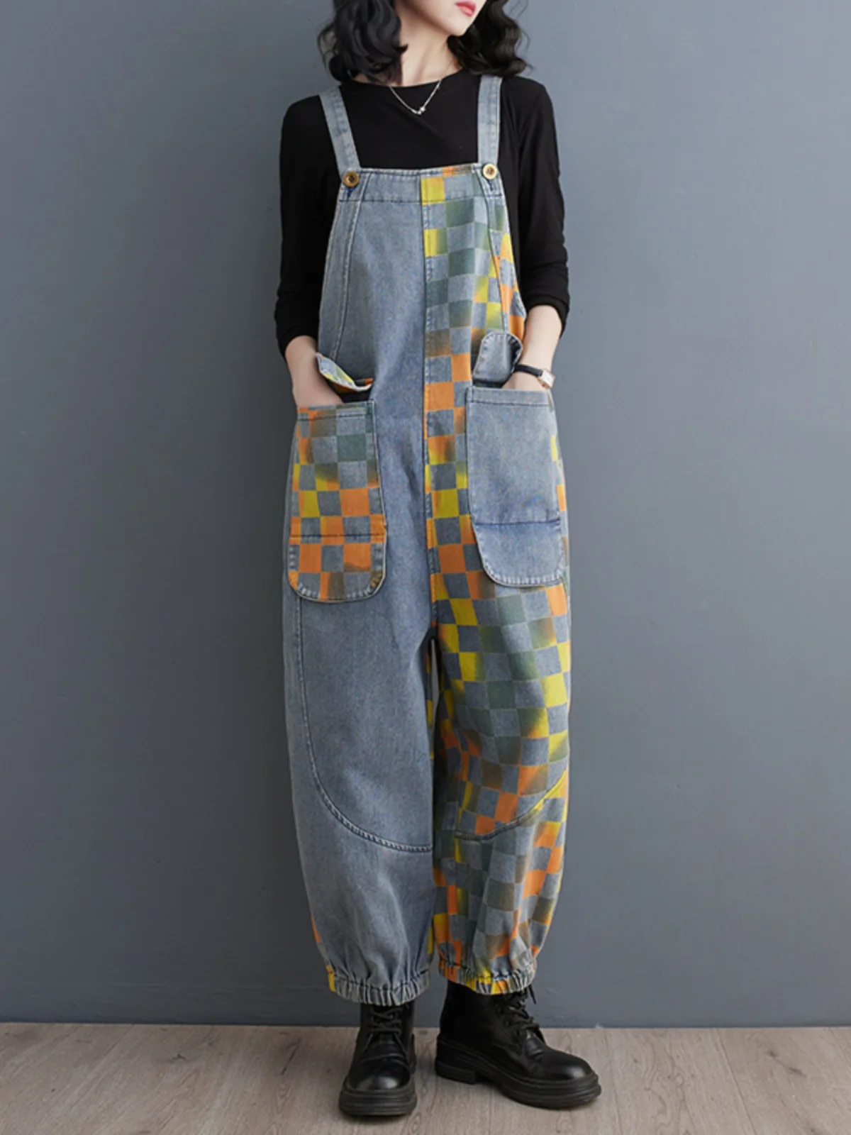 Personalisierte Große Tasche Denim Overall Frauen Frühling Herbst Europäischen Stil Harem Hosen Lose Knöchel-länge Overalls Trendy