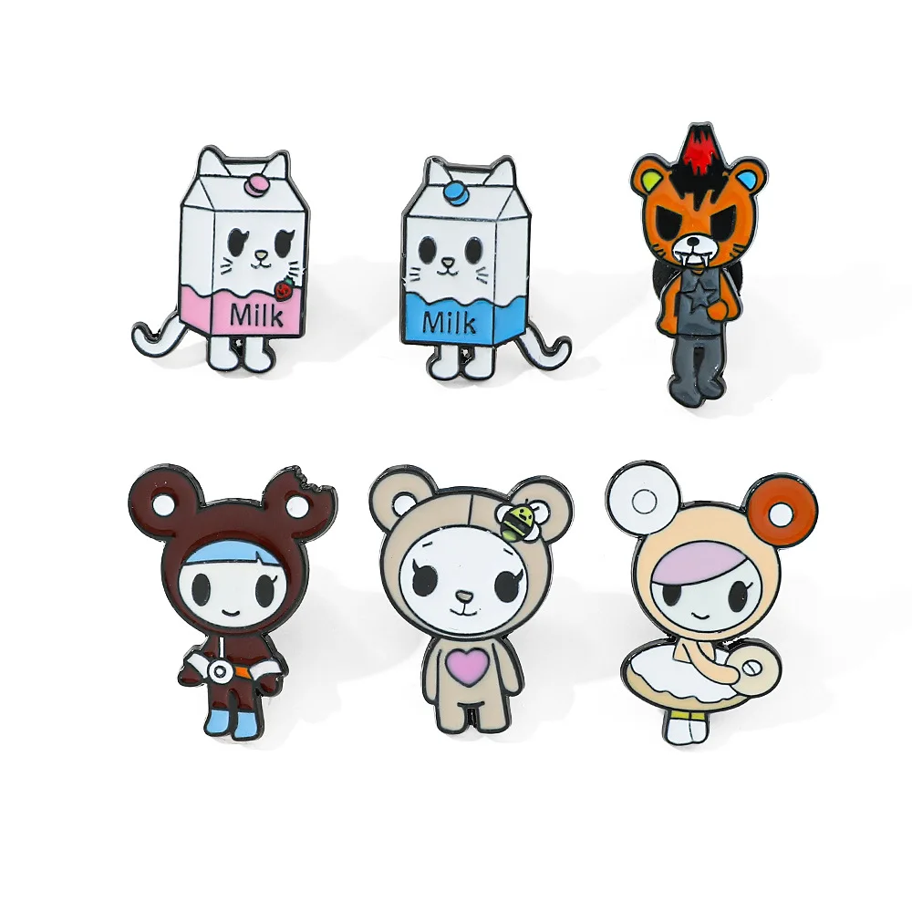 

1 Set Originality Enamel Pin Tokidoki Mike Cartoon Figure Metal Badge Brooch Backpack Clothing Jewelry Accessories for Friends